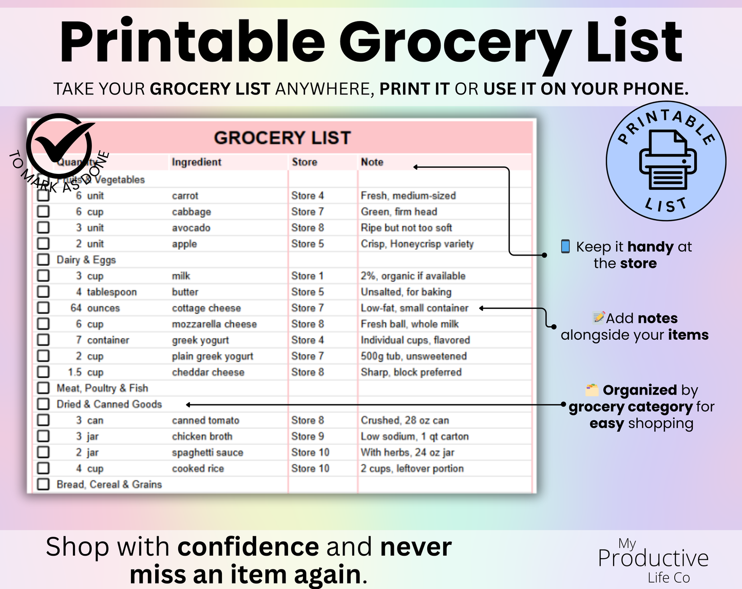 Weekly Meal Planner Spreadsheet Google Sheets and Excel Template