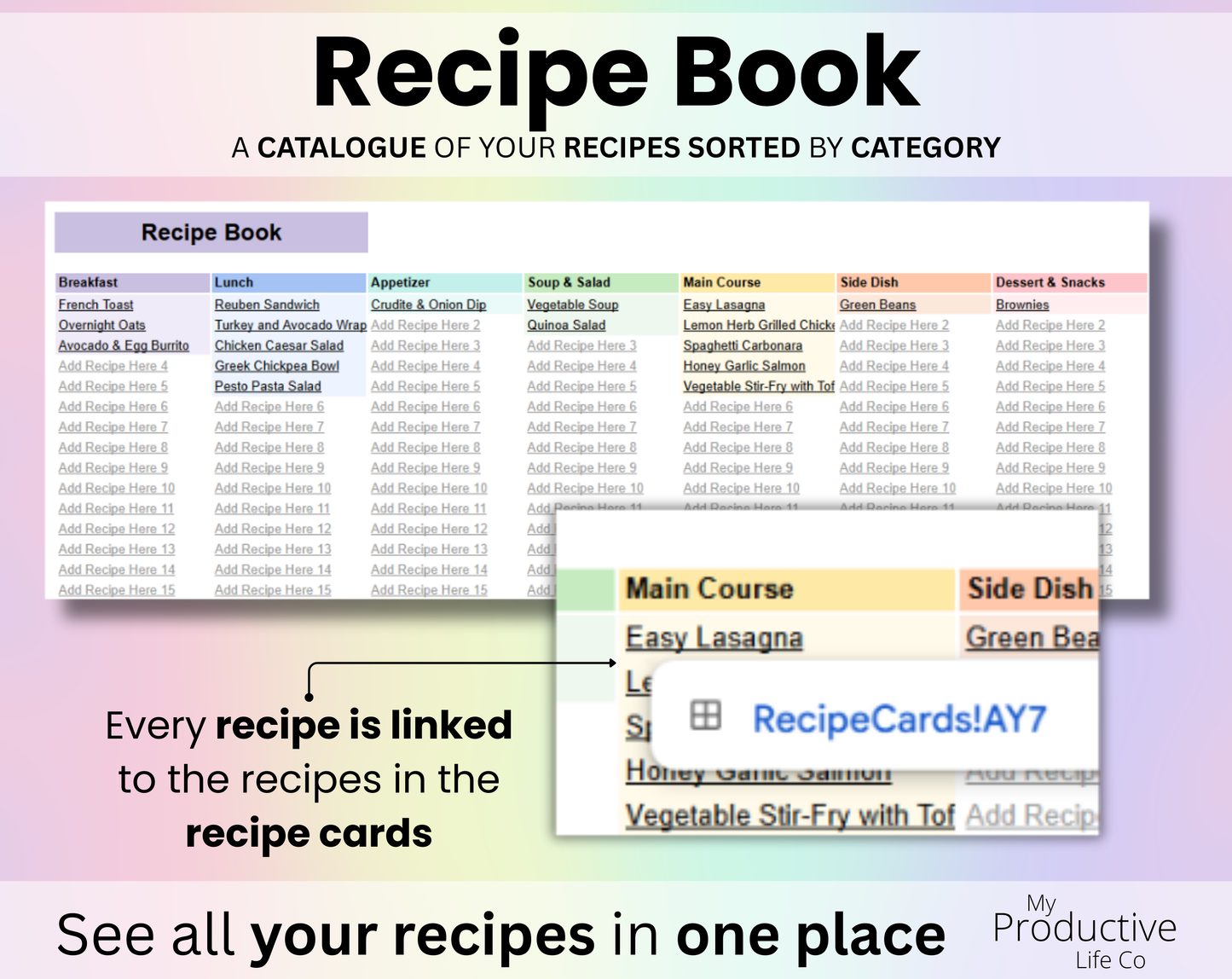 Weekly Meal Planner Spreadsheet Google Sheets and Excel Template