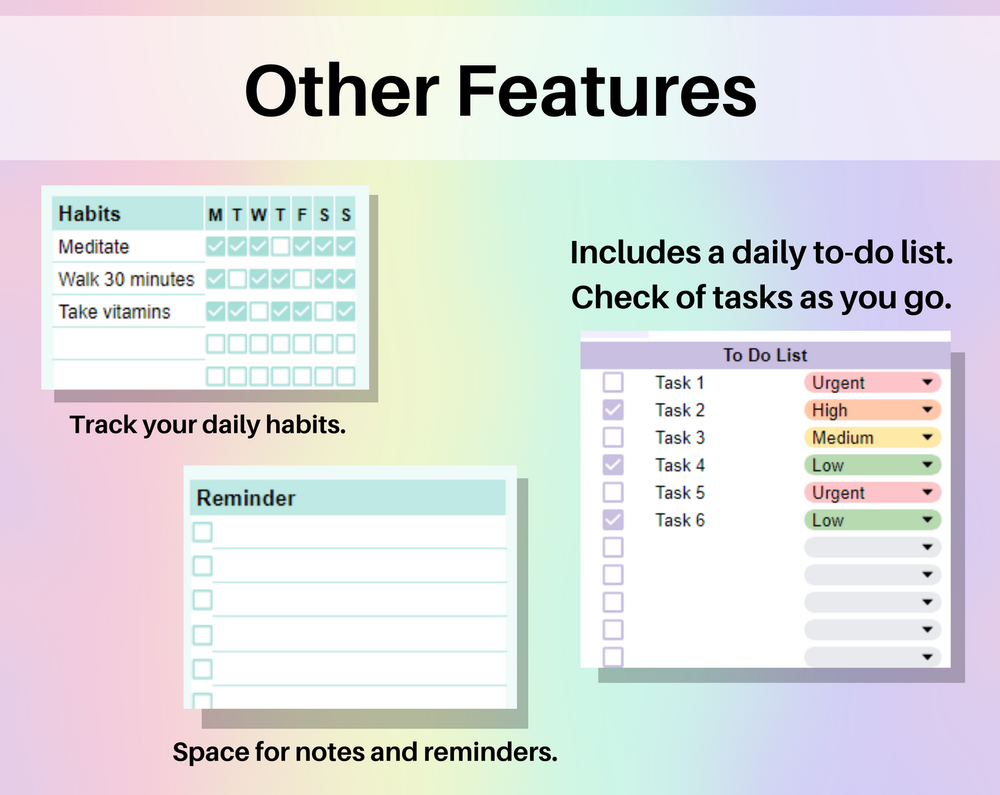 Editable Planner Google Sheets and Excel Digital Planner Template