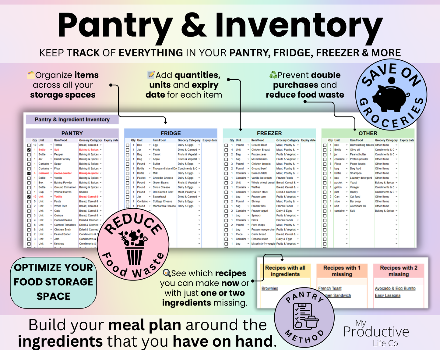 Weekly Meal Planner Spreadsheet Google Sheets and Excel Template