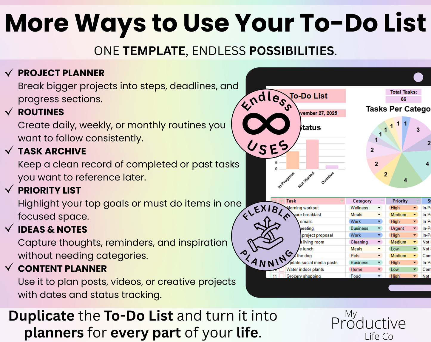 To-Do List Template Spreadsheet Google Sheets and Excel Template