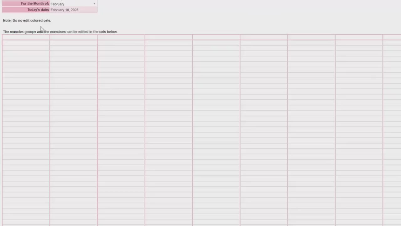Workout Planner Spreadsheet Google Sheets Excel Exercise Tracker Gym Checklist Fitness Template Weightlifting Strength Training Pilates