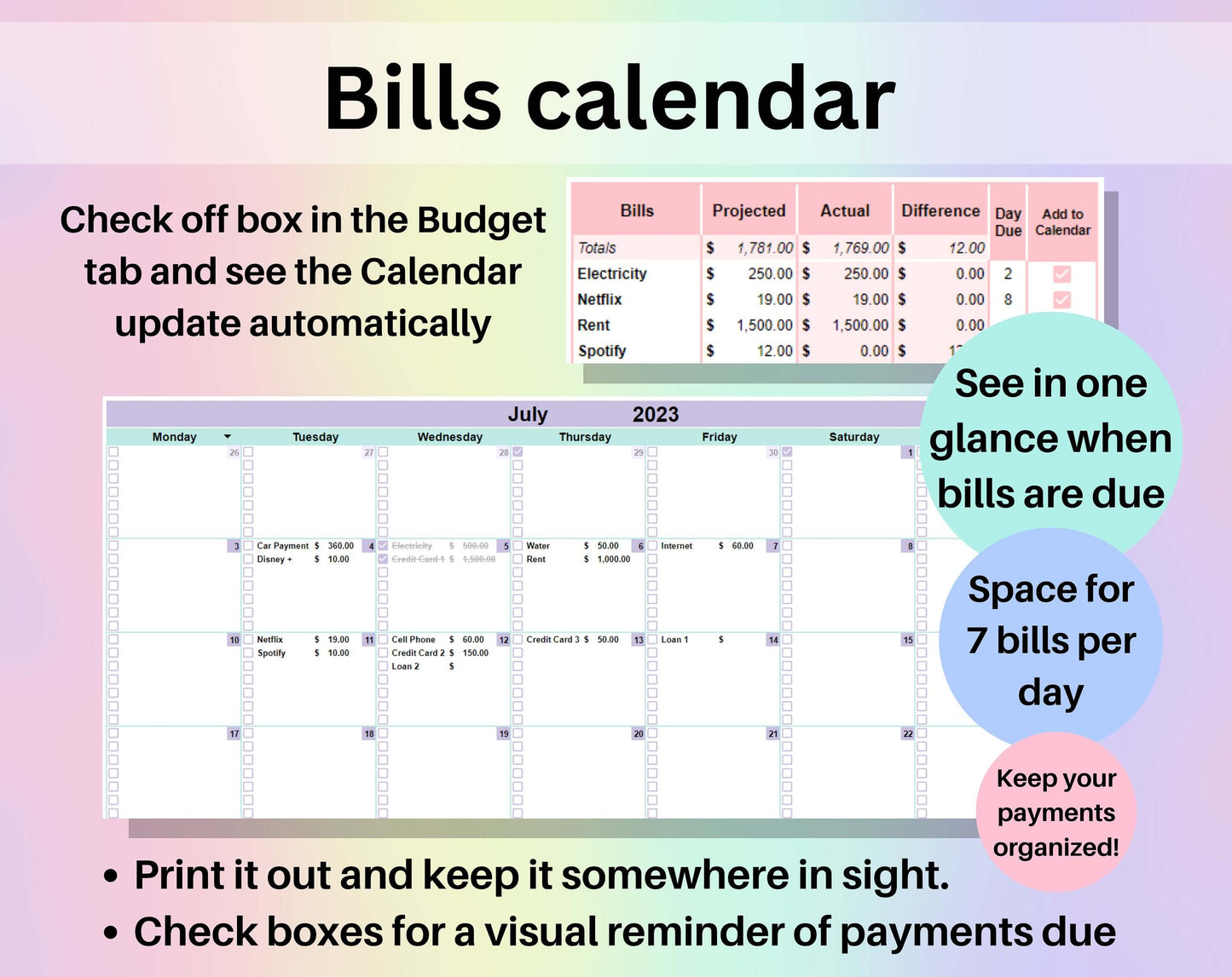 Monthly Budget Spreadsheet Google Sheets Excel Template Digital Financial Planner Beginners Personal Finance Worksheet Subscription Tracker