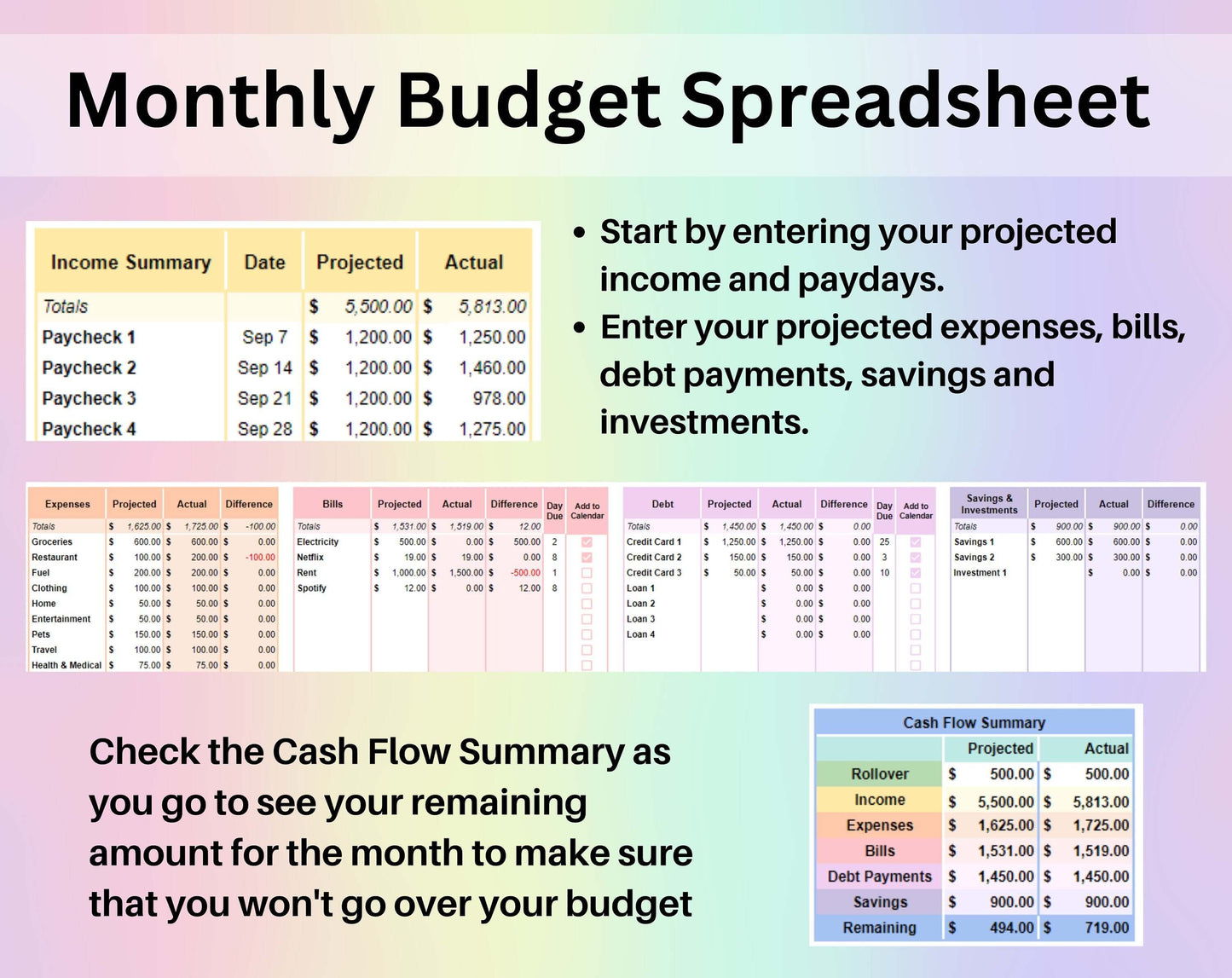 Monthly Budget Spreadsheet Google Sheets Excel Template Digital Financial Planner Beginners Personal Finance Worksheet Subscription Tracker