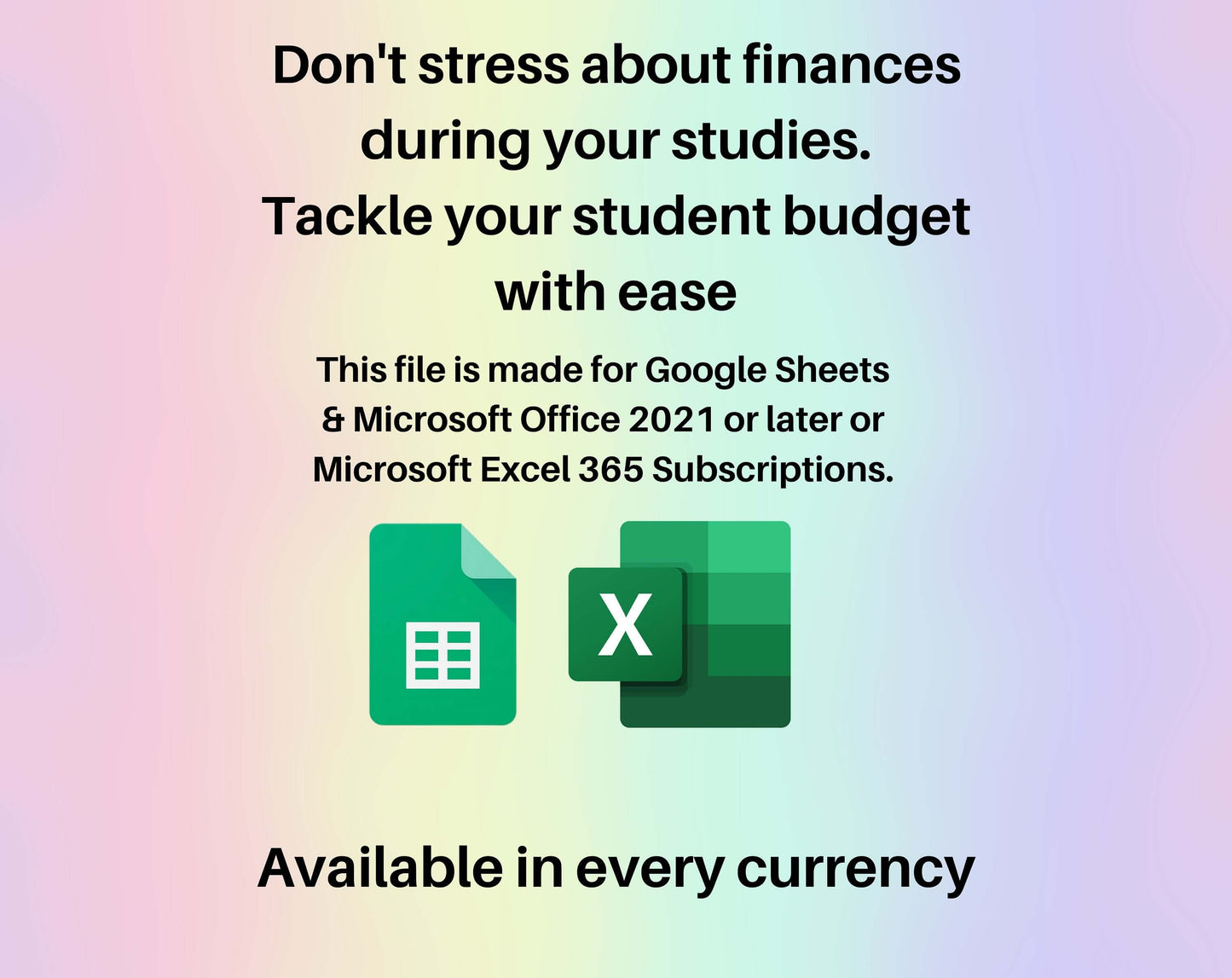 Budget for Students Spreadsheet Google Sheets Excel Template Digital Academic Financial Planner College University Finance Tracker Worksheet