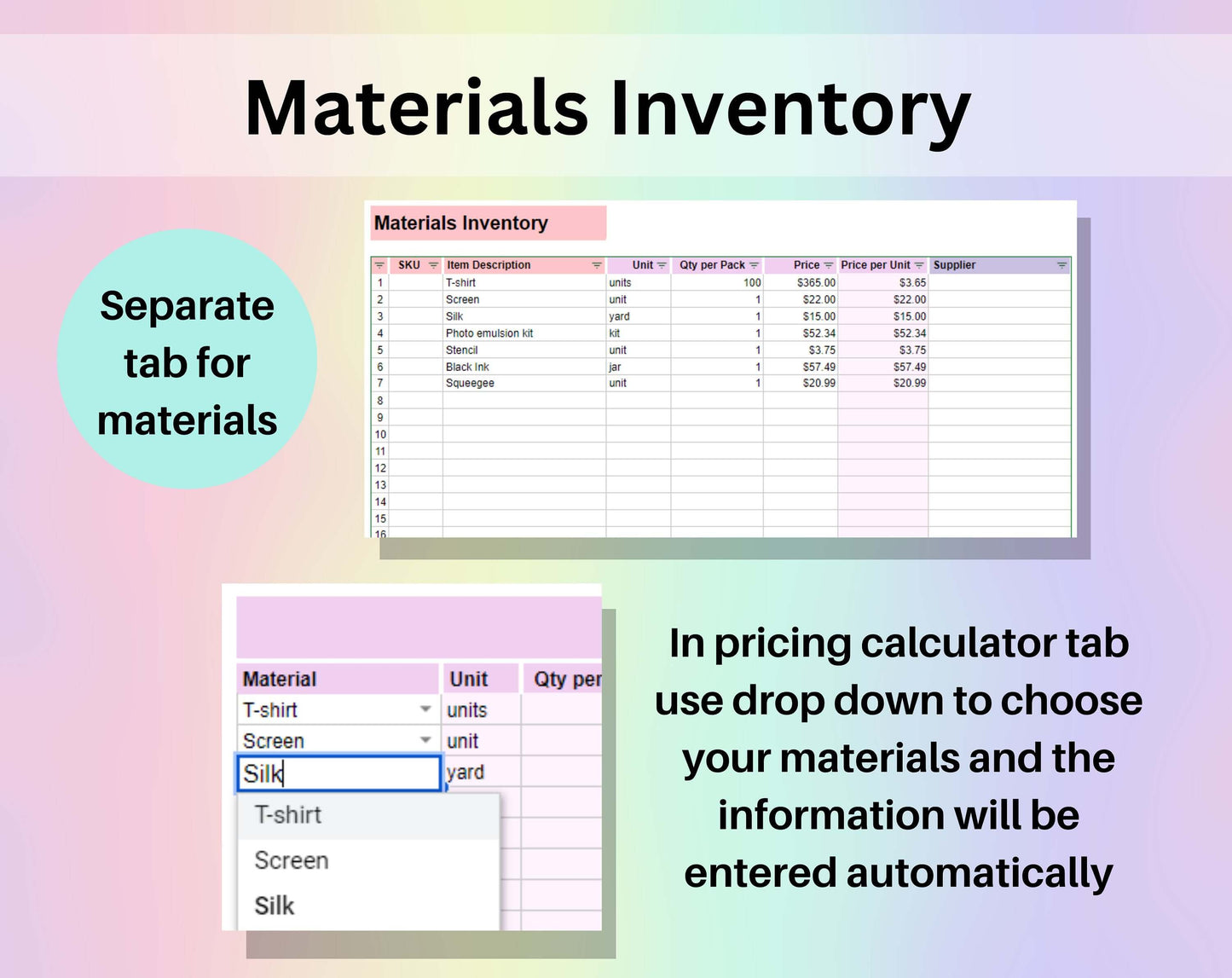 Product Pricing Calculator Google Sheets Excel Template Small Business Spreadsheet Single & Multiple Product Profit Margin Markup Break Even