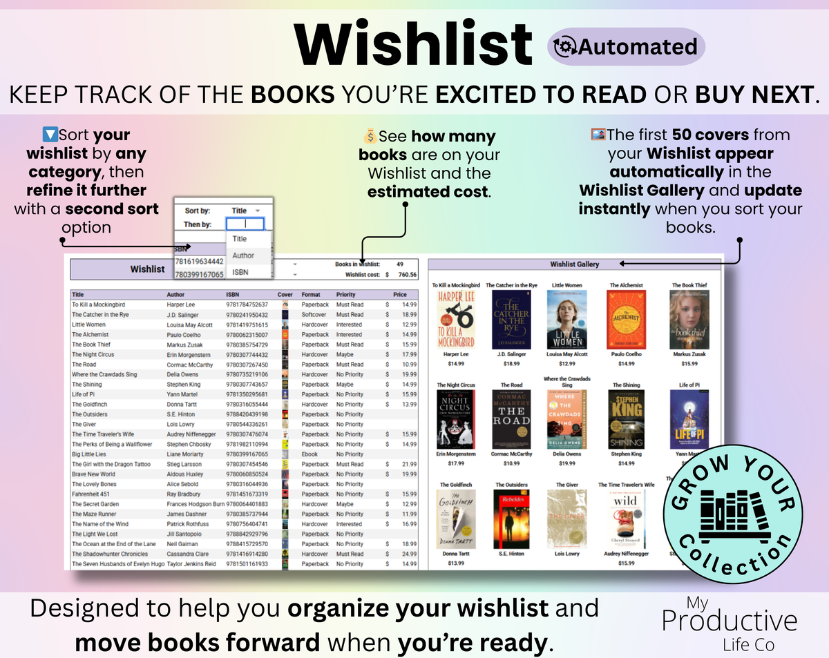 Book Ranking Spreadsheet Book Tracker & Reading List Spreadsheet Google Sheets Excel