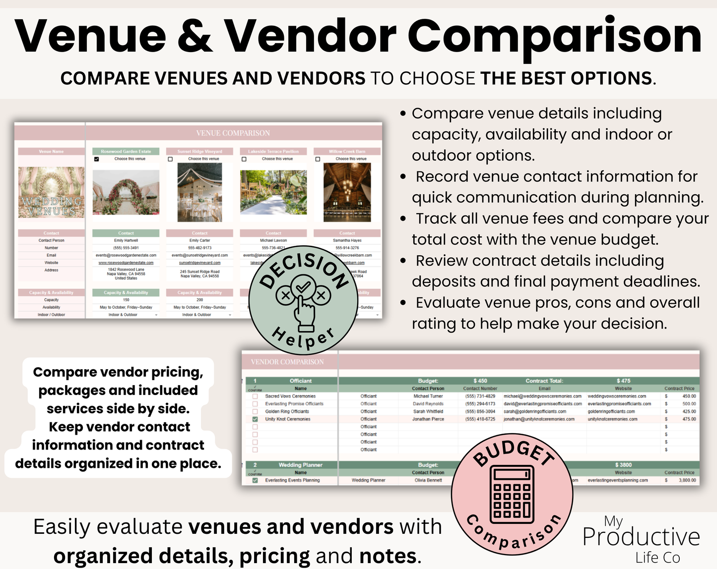 Ultimate Wedding Planner Spreadsheet: Budget, Guest List, Vendors, Timeline (Google Sheets, Excel)