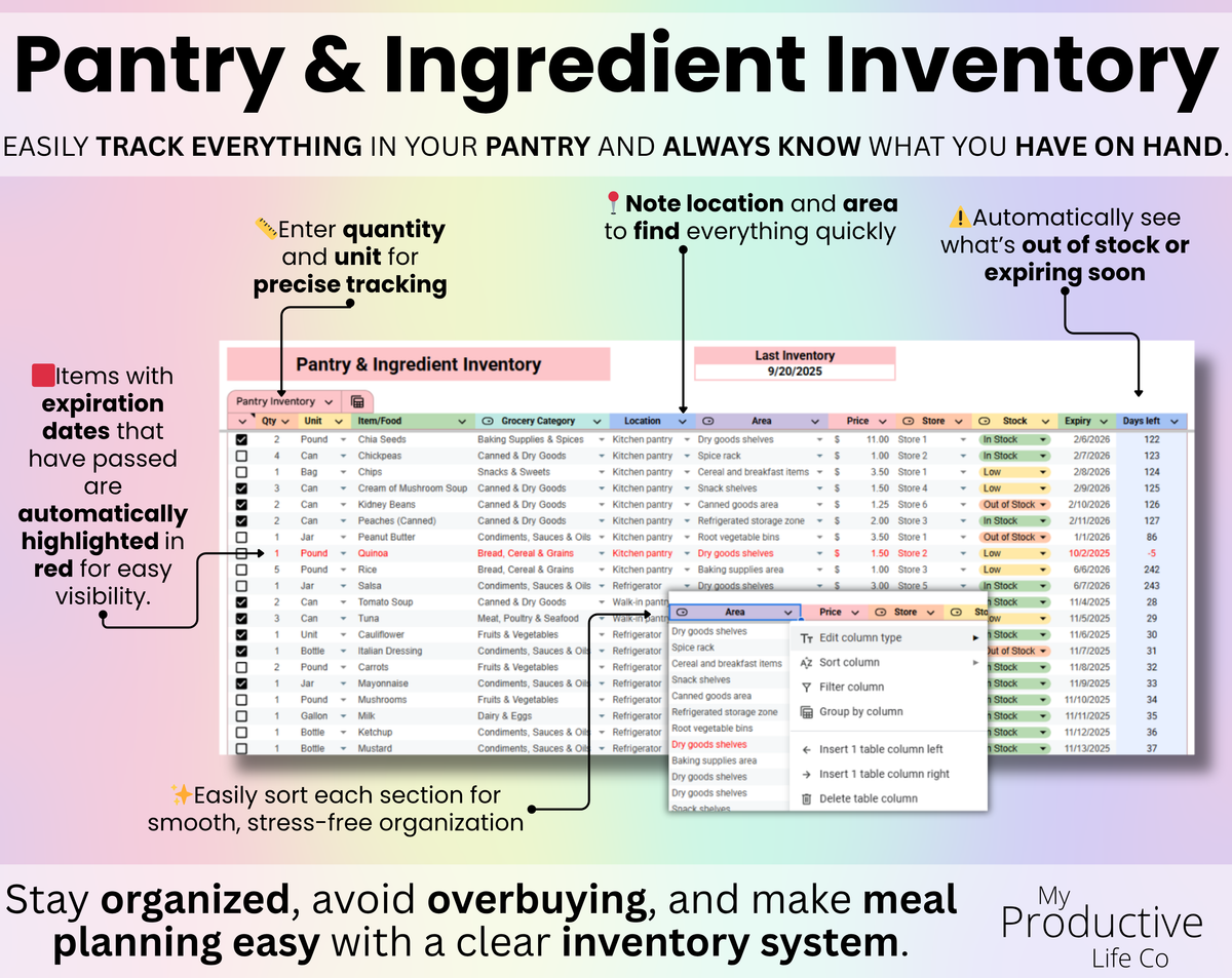 download your free pantry inventory template in... Pantry Inventory Tracker Spreadsheet Google Sheets and Excel Template