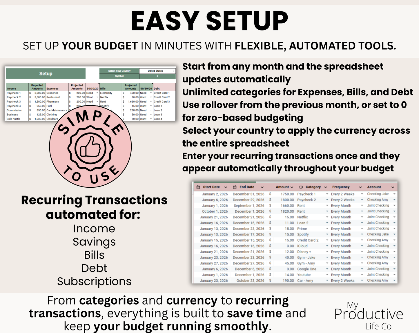 Annual & Monthly Budget Spreadsheet - Google Sheets & Excel Financial Planner Template