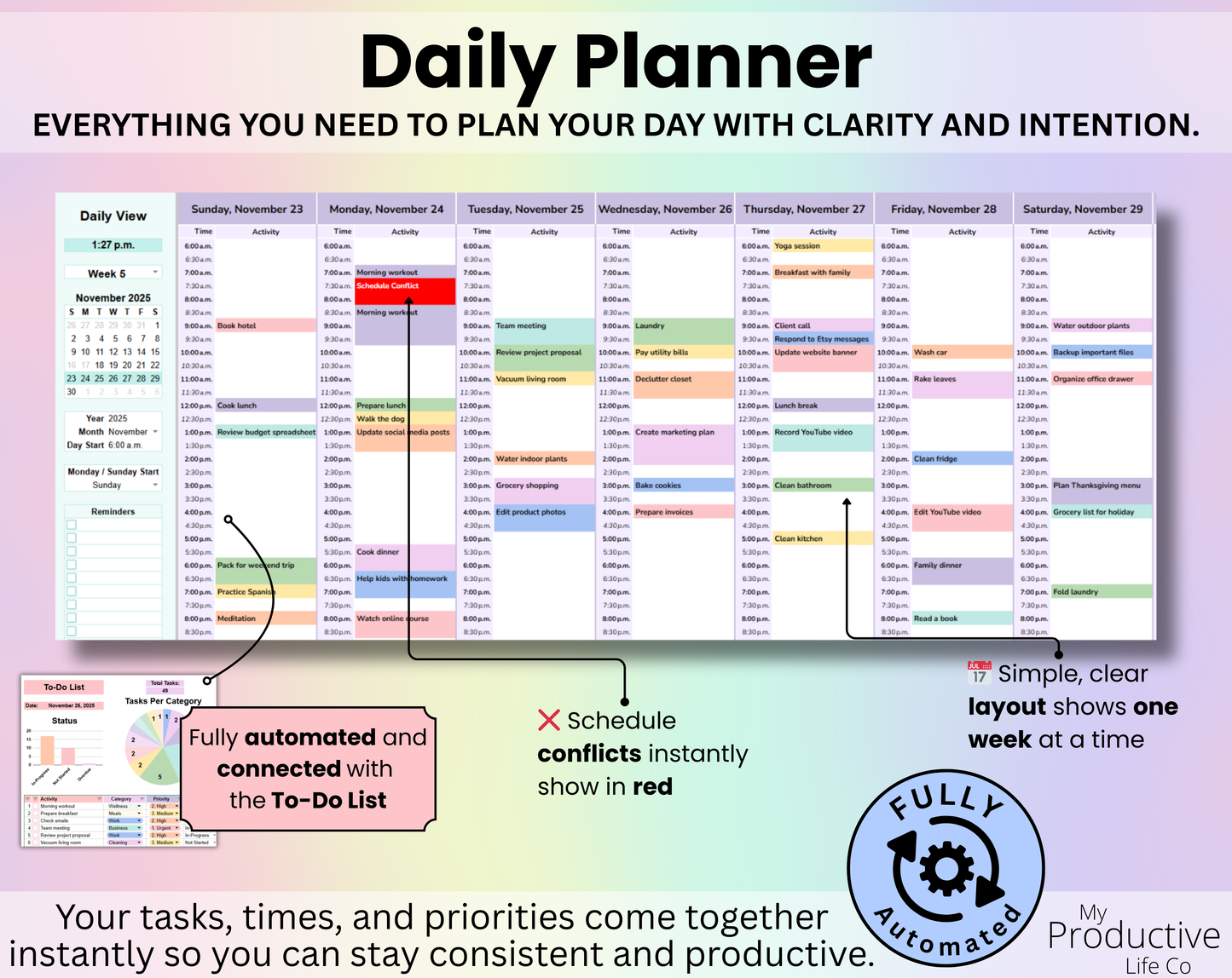 To-Do List Template Spreadsheet Google Sheets and Excel Template