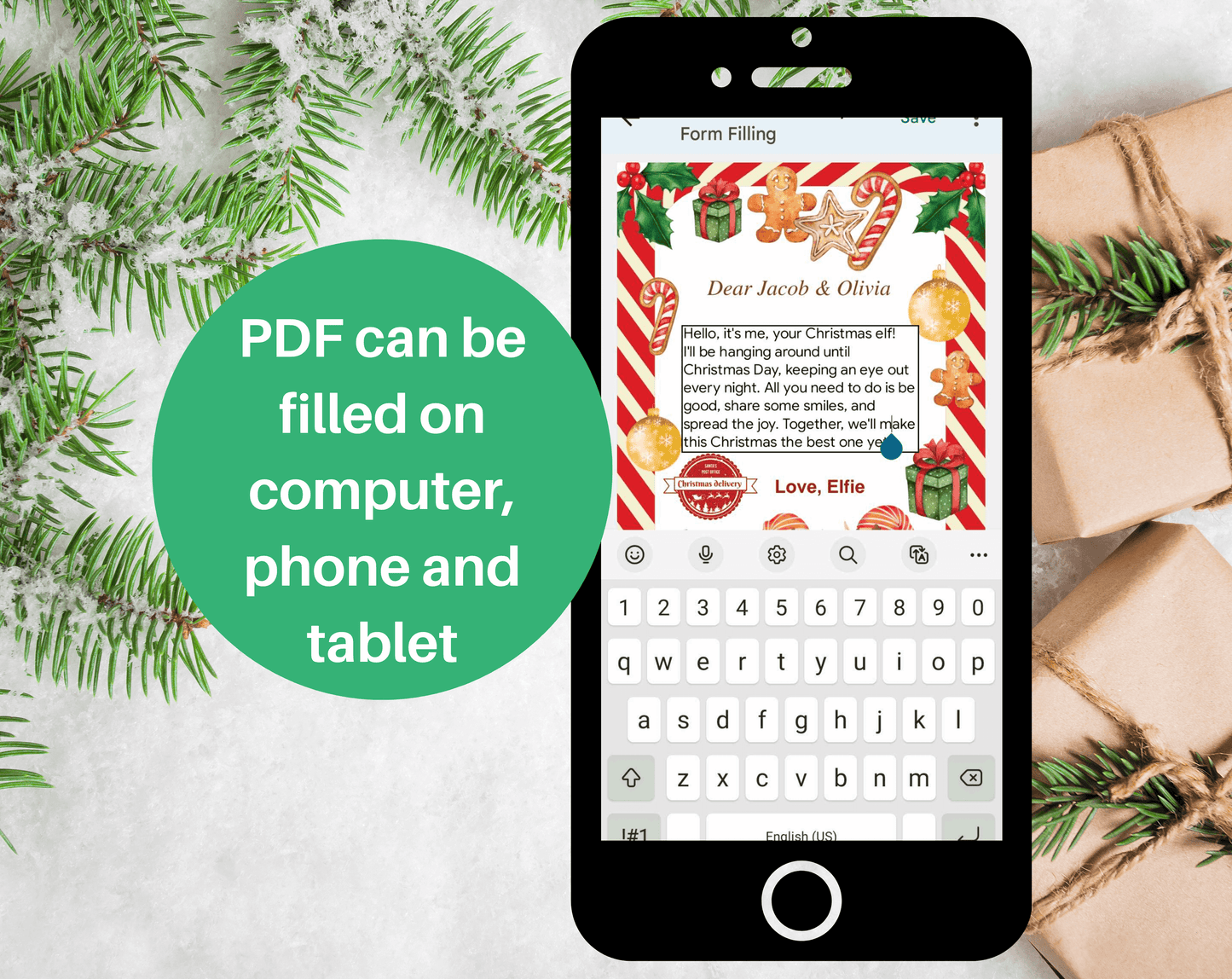 Holiday Elf Letter Fillable PDF Editable in Microsoft Word & Google Docs