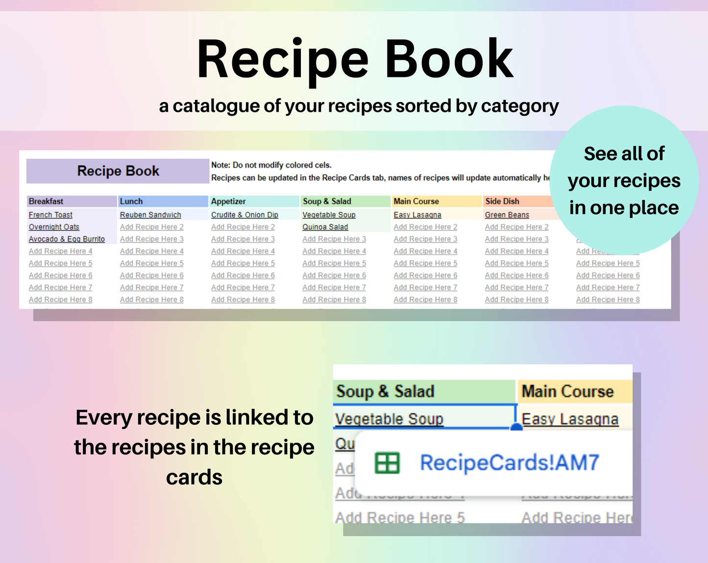 Weekly Meal Planner Spreadsheet Google Sheets and Excel Template