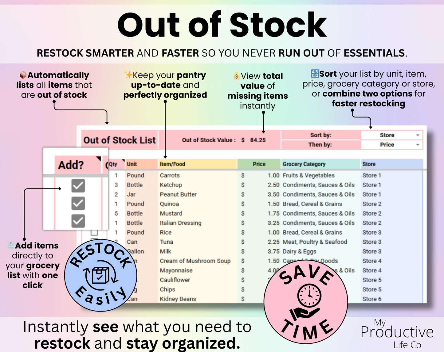 Pantry Inventory Tracker Spreadsheet Google Sheets and Excel Template