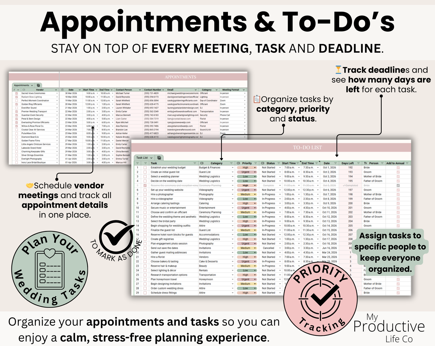 Ultimate Wedding Planner Spreadsheet: Budget, Guest List, Vendors, Timeline (Google Sheets, Excel)