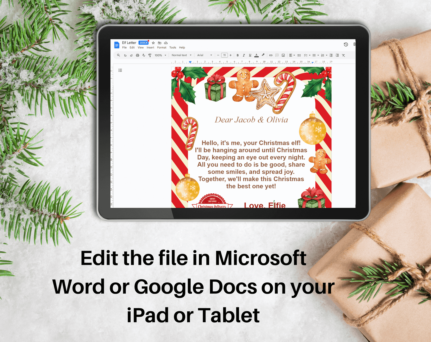 Holiday Elf Letter Fillable PDF Editable in Microsoft Word & Google Docs