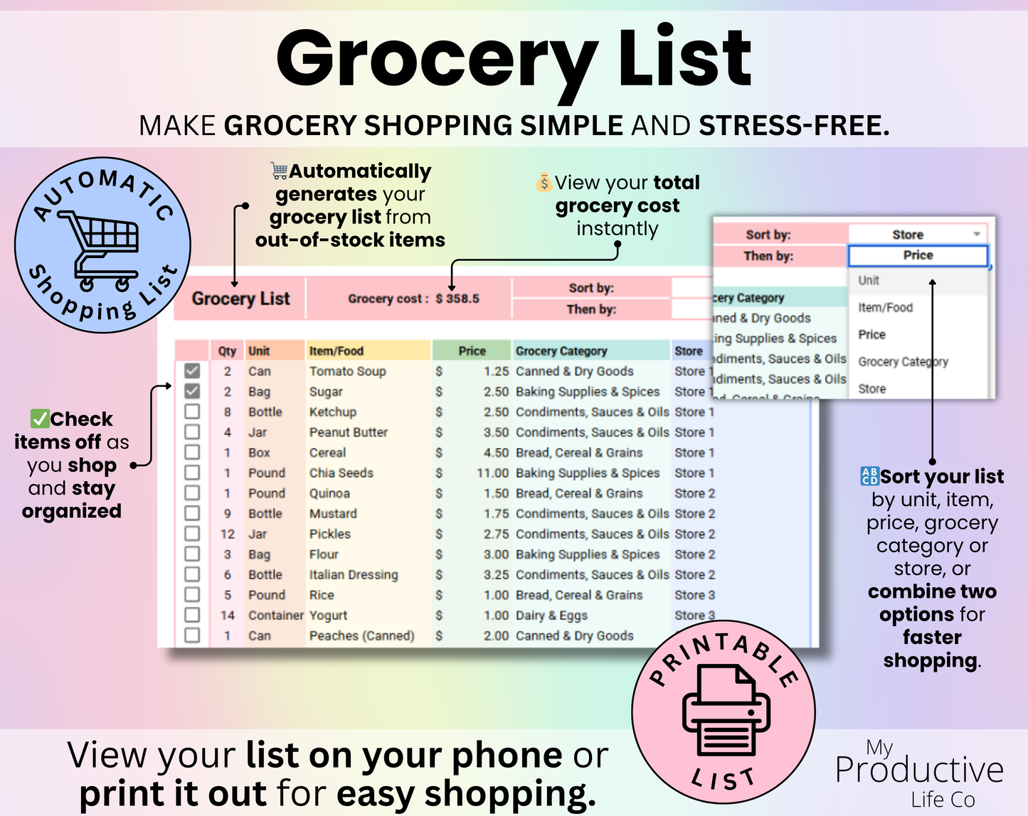 Pantry Inventory Tracker Spreadsheet Google Sheets and Excel Template