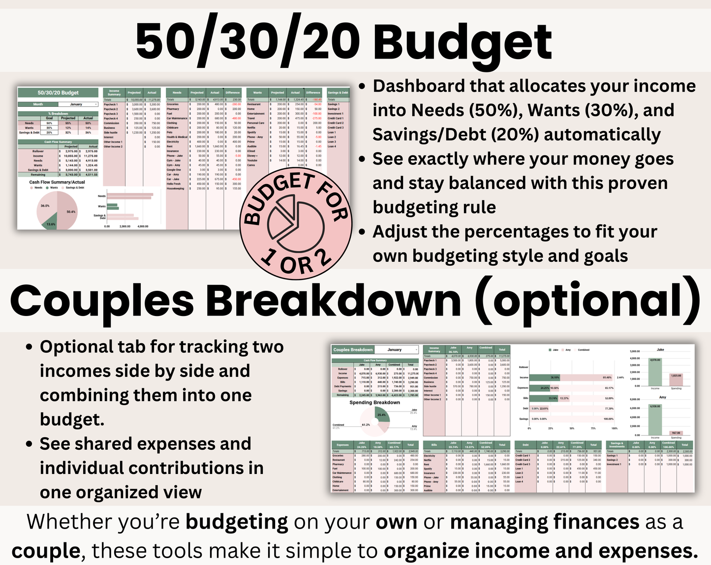 Annual & Monthly Budget Spreadsheet - Google Sheets & Excel Financial Planner Template