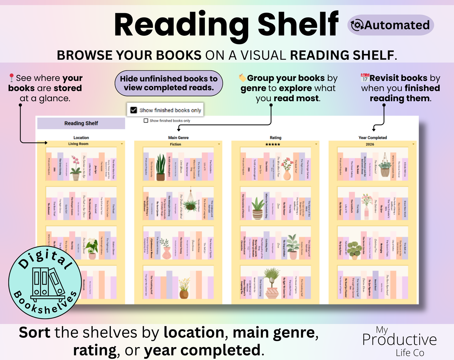 Book Tracker & Reading List Spreadsheet Google Sheets and Excel Book Template