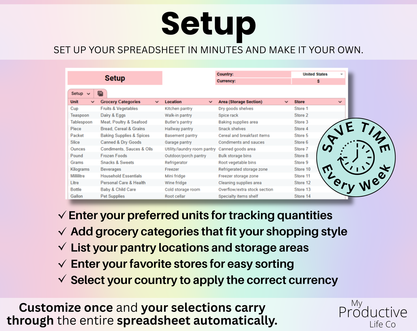 Pantry Inventory Tracker Spreadsheet Google Sheets and Excel Template