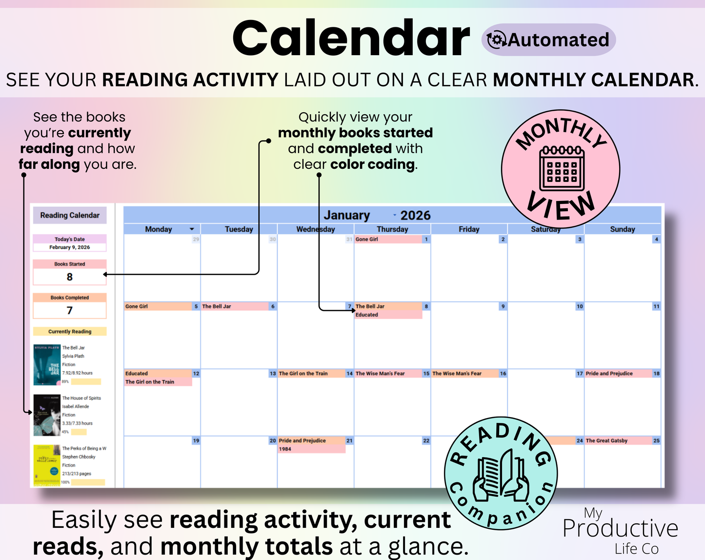 Book Tracker & Reading List Spreadsheet Google Sheets and Excel Book Template