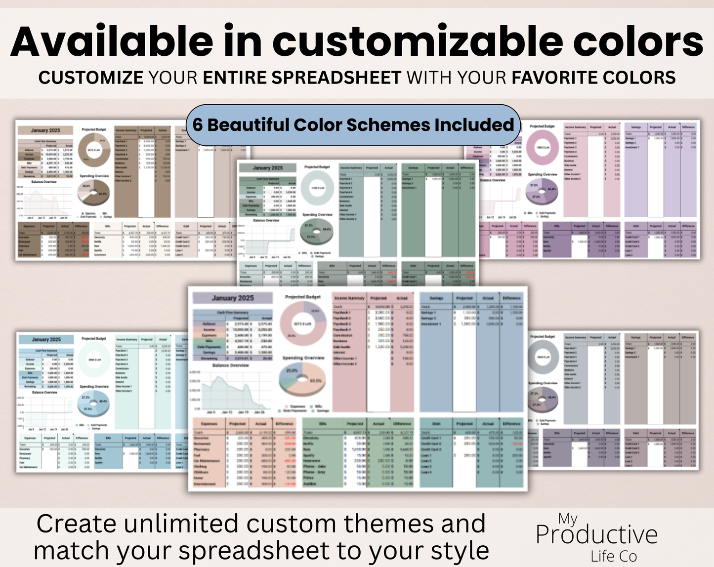 Annual & Monthly Budget Spreadsheet - Google Sheets & Excel Template for Personal Finance