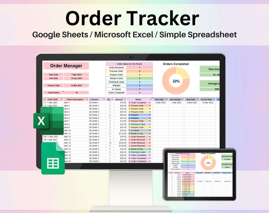 Order Tracker Spreadsheet Google Sheets and Excel Template