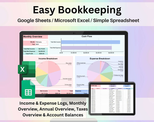 Small Business Bookkeeping Spreadsheet Google Sheets and Excel Template
