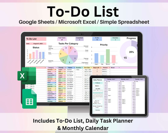 To-Do List Template Spreadsheet Google Sheets and Excel Template ...