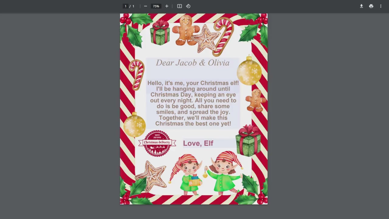 Christmas Elf Letter Fillable PDF Editable in Microsoft Word & Google Docs Arrival Return Elf Letter Printable Template