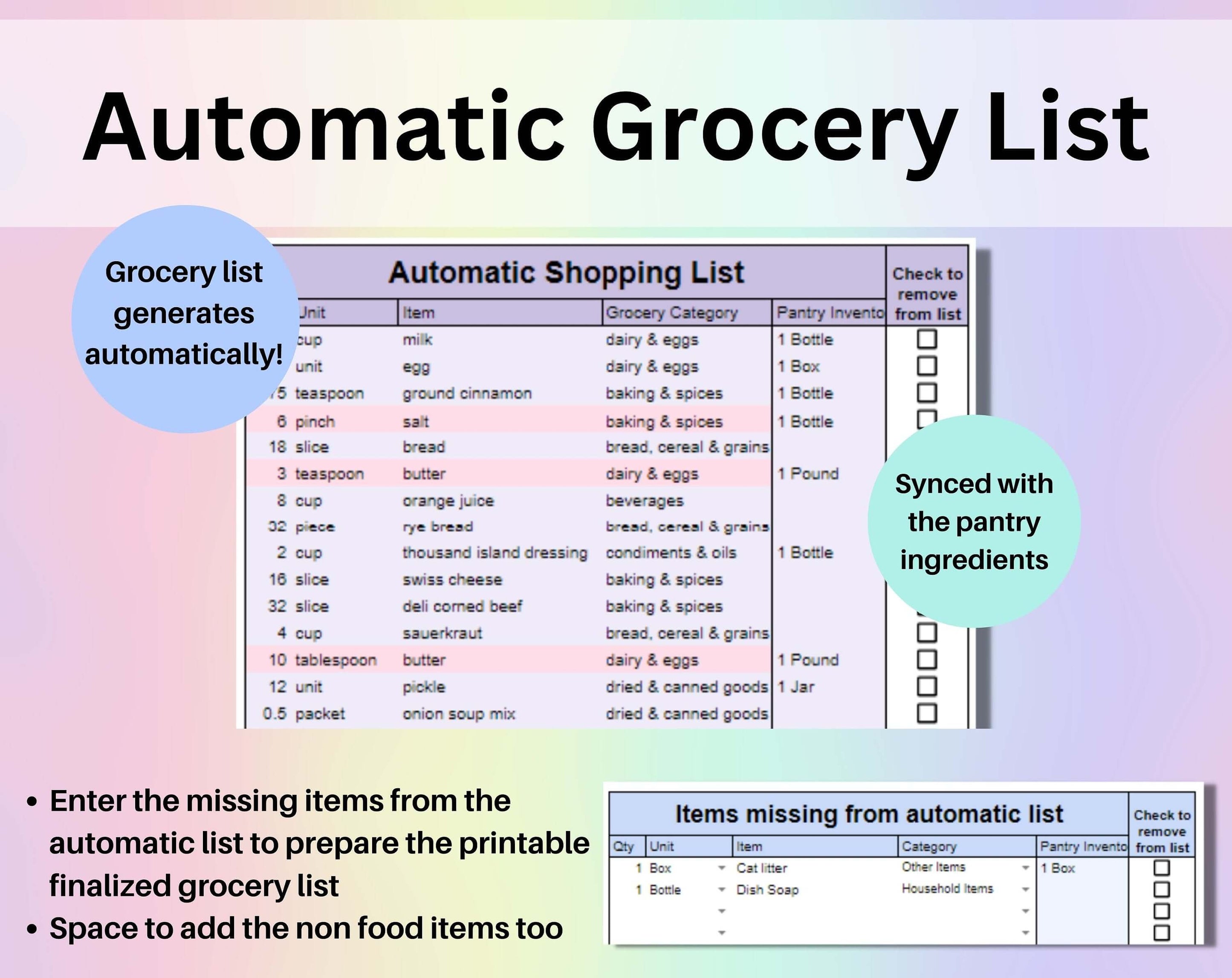Weekly Meal Planner Spreadsheet Google Sheets and Excel Template