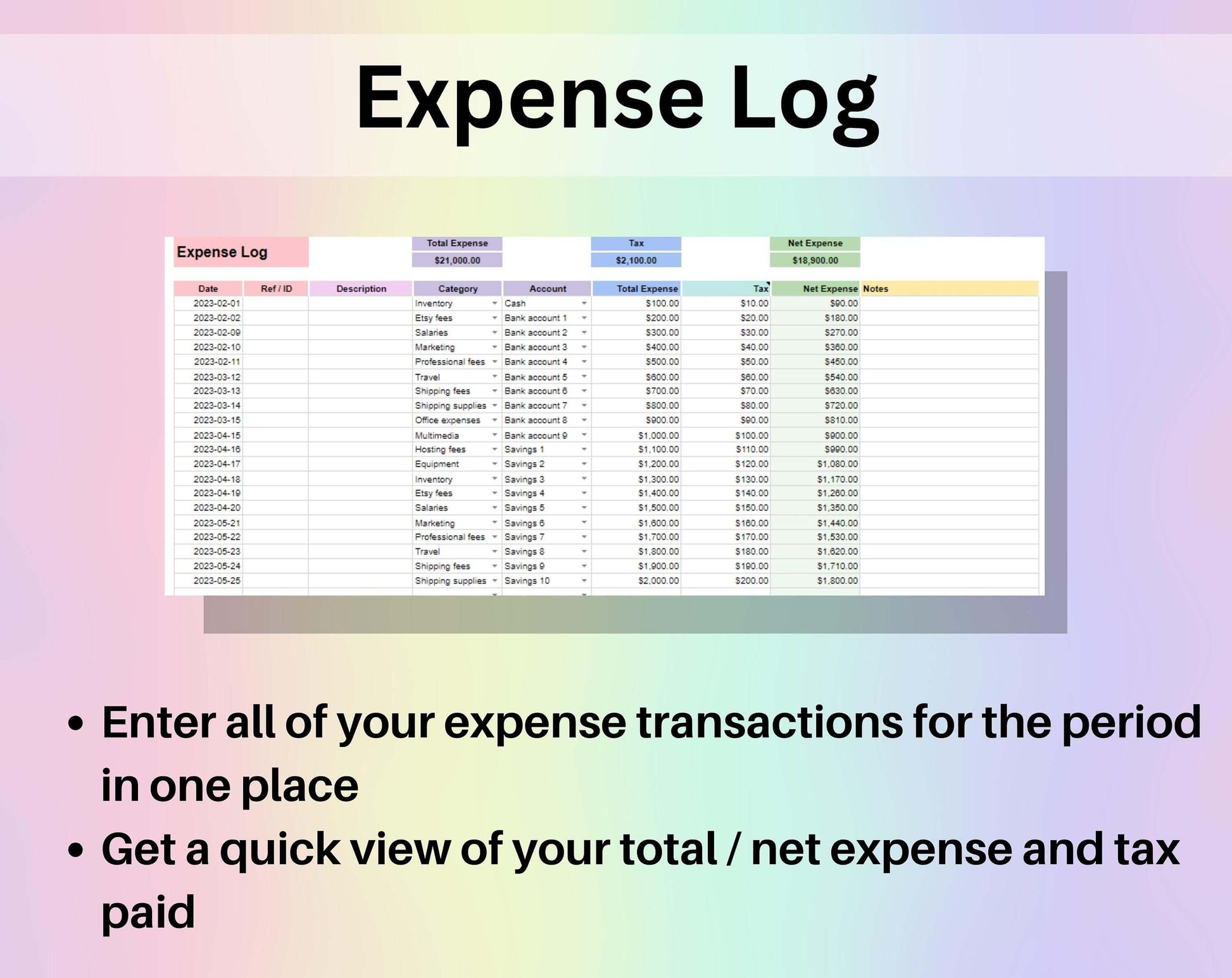 Small Business Bookkeeping Spreadsheet Google Sheets Excel Template Digital Income Expense Tracker Account Balance Financial Sales Overview