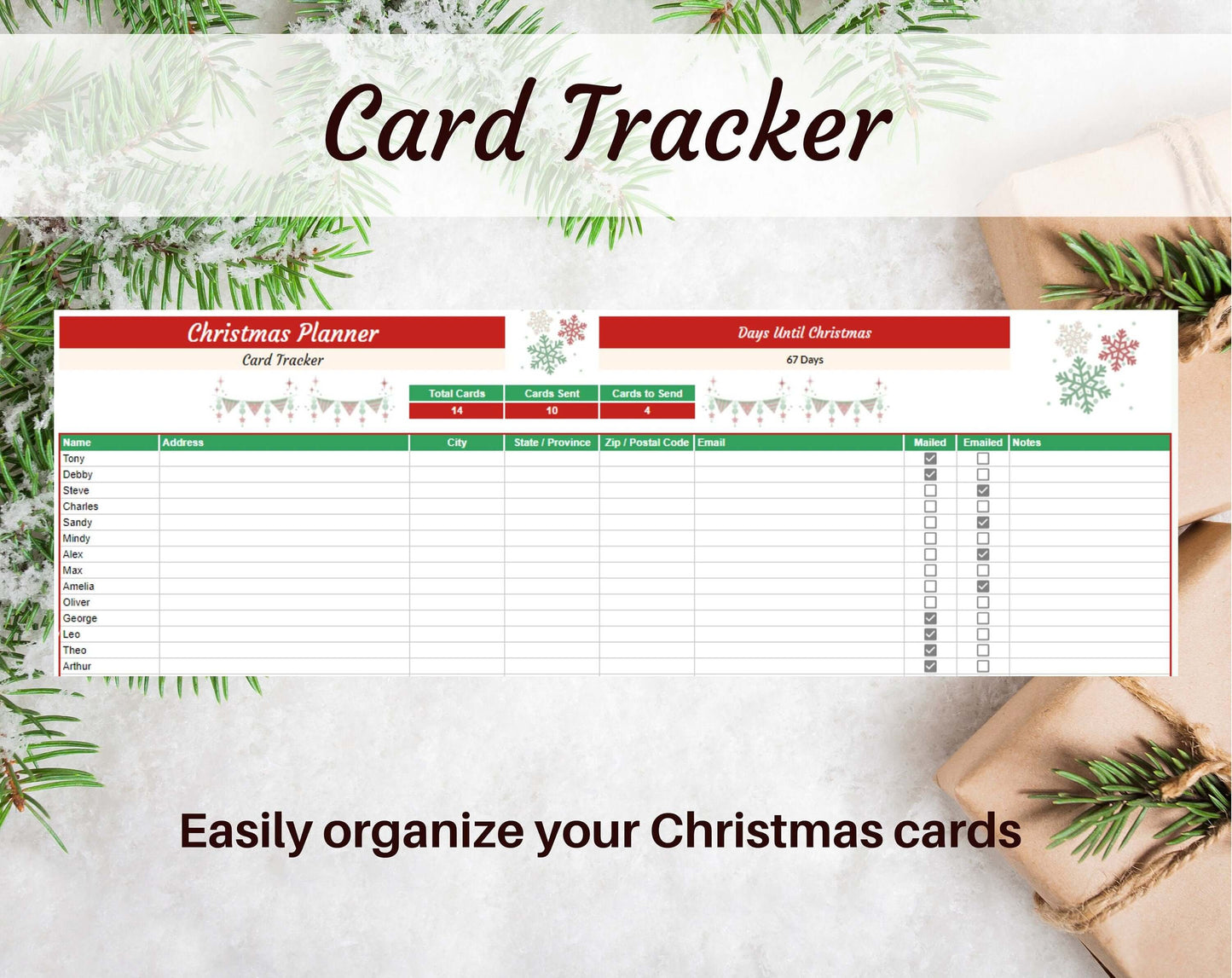 Christmas Planner Budget Spreadsheet Google Sheets Excel Template Digital Gift & Holiday Expense Budgeting Stocking Card Tracker Calendar